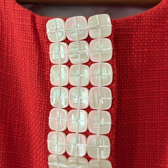 New Coldwater Creek Shell Embellished Jacket Orange Hopsack Snap Front Size 12 - Picture 4 of 15